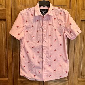 Sony Playstation Licensed Short Sleeve Pink Button Shirt Men's M ‎ Cotton Casual
